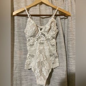 White Flower Lace Lingerie Bodysuit H&M XS